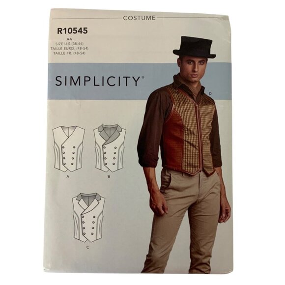 Simplicity R10545 Mens Costume Sewing Pattern Corset Vests Sizes 38-44 2020 - Picture 1 of 3